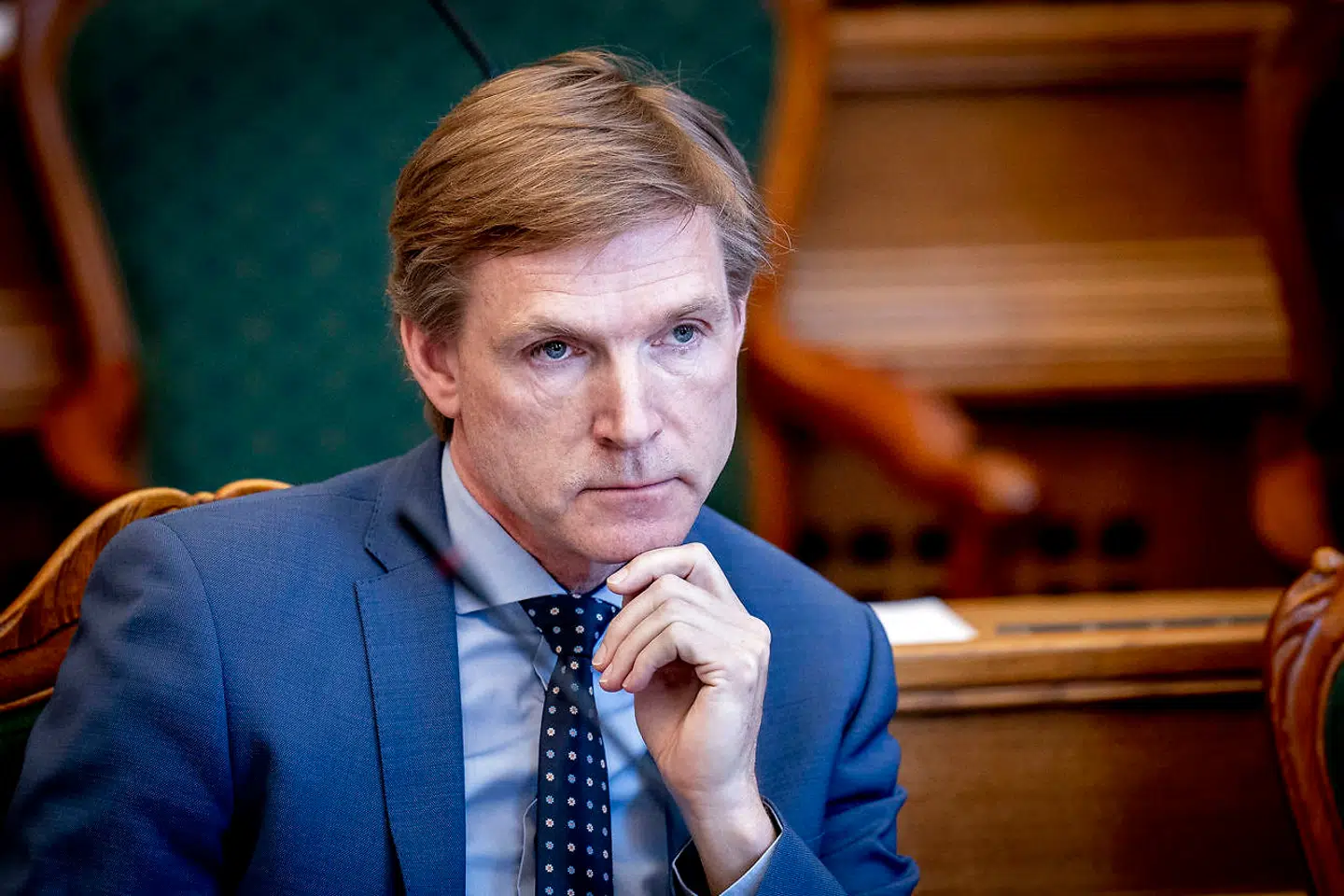 Dansk Folkepartis Kristian Thulesen Dahl under spørgetime i Folketingssalen med statsminister Mette Frederiksen på Christiansborg tirsdag den 27. april 2021.. (Foto: Liselotte Sabroe/Ritzau Scanpix)
