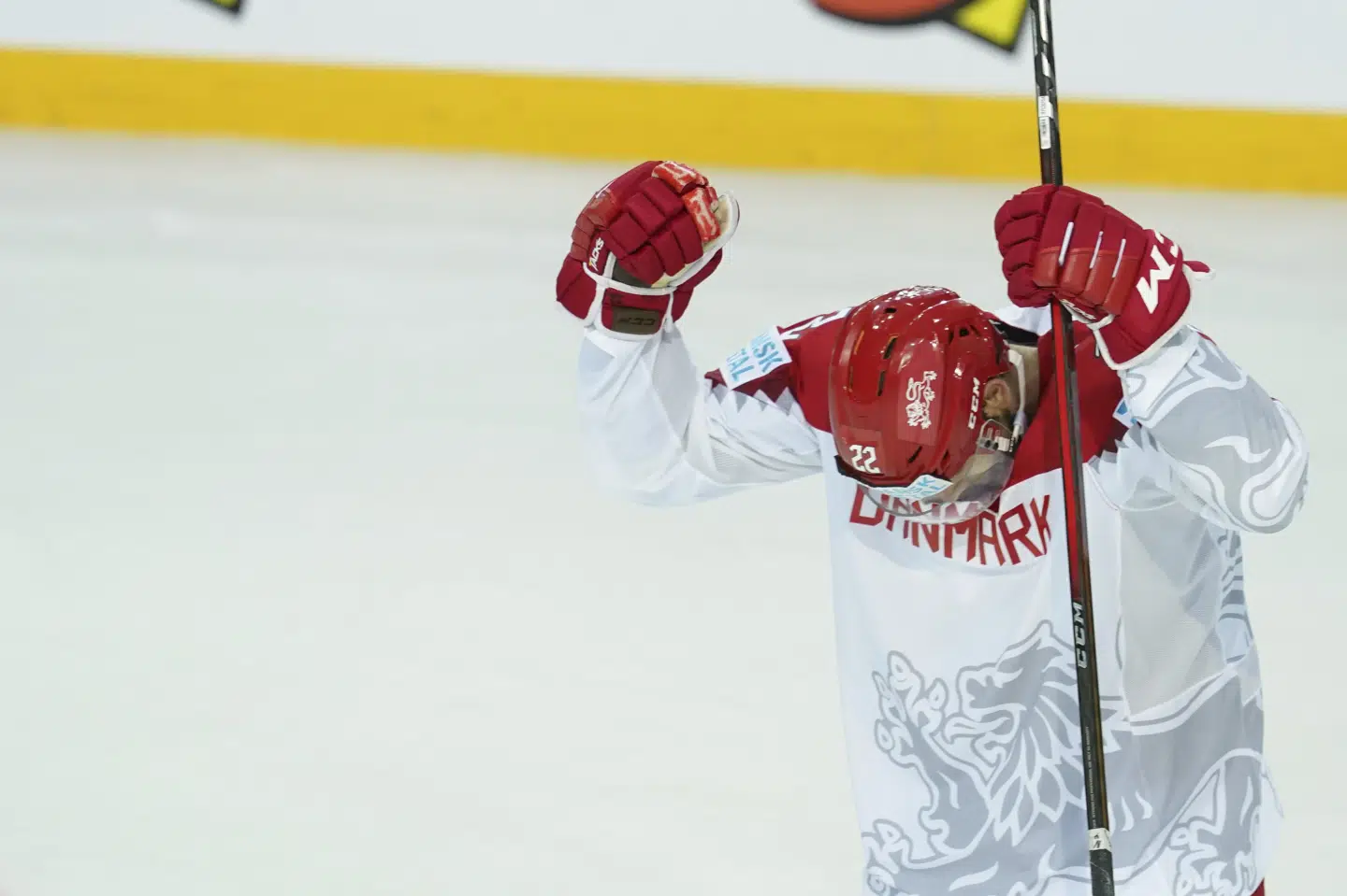 Markus Lauridsen mener, at der er mere i det danske ishockeylandshold, end det, der blev leveret mod Storbritannien. Roman Koksarov/Ritzau Scanpix
