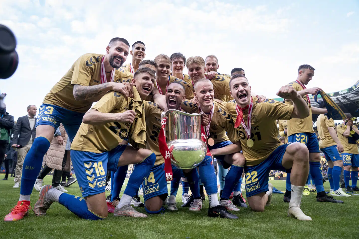 Brøndby fejrede mandag sit første mesterskab i 16 år. Liselotte Sabroe/Ritzau Scanpix