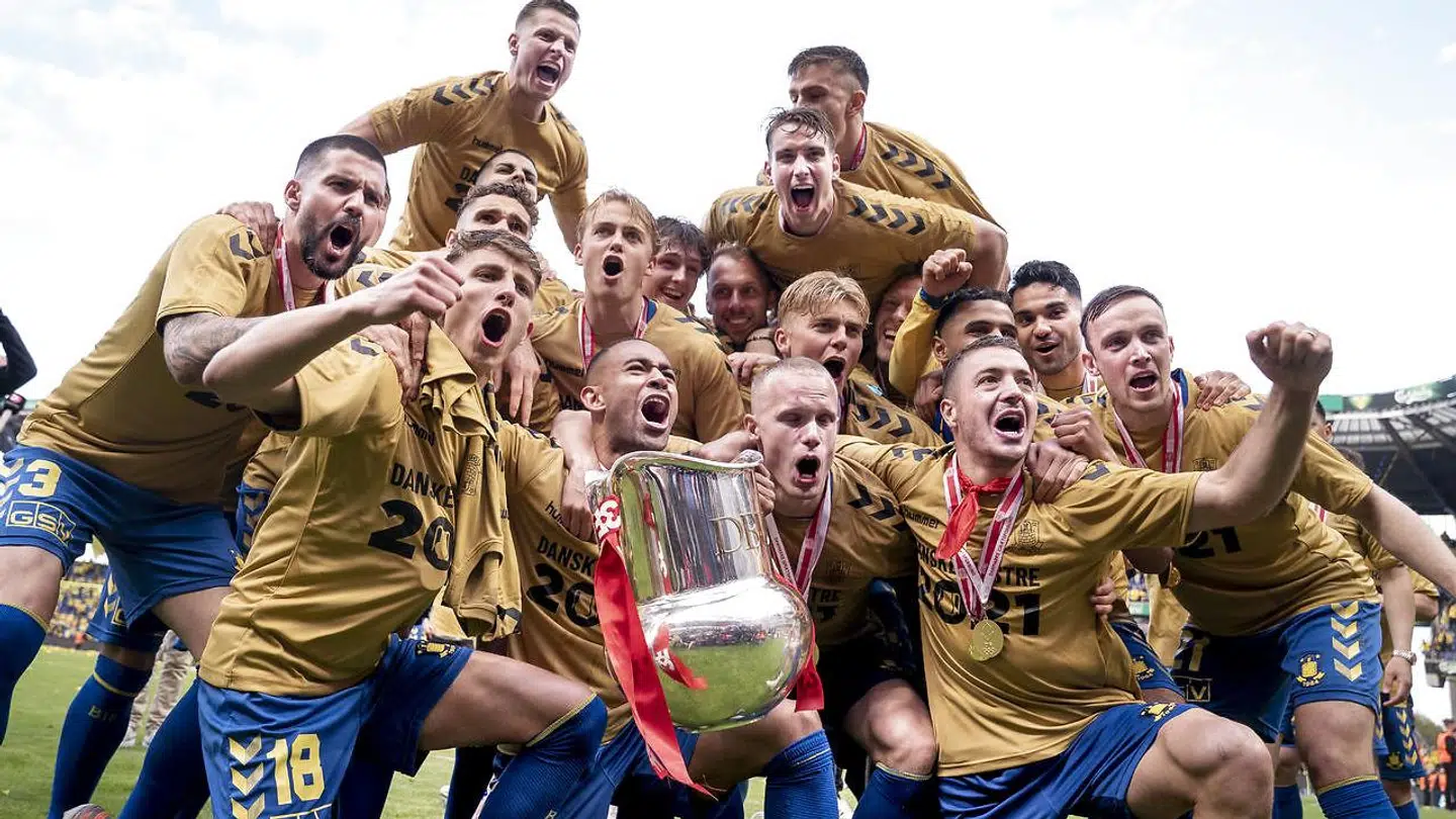 Brøndbys spillere efter sejren over FC Nordsjælland. En sejr, der sikrede mesterskabet.