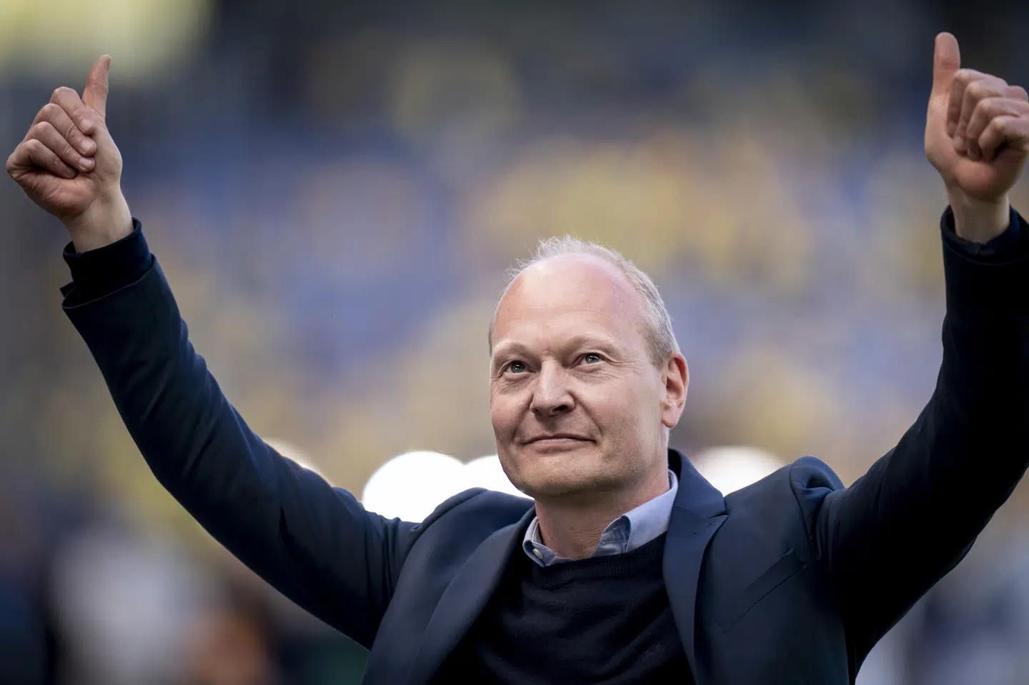 Niels Frederiksen blev tiljublet af Brøndbys fans efter sejren over FC Nordsjælland. Liselotte Sabroe/Ritzau Scanpix