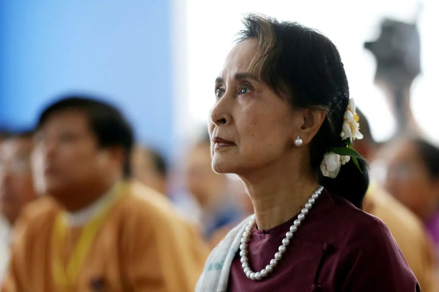 Myanmars de facto-leder, Aung San Suu Kyi, blev 1. februar væltet ved et militærkup. Hun har været tilbageholdt siden. (Arkivfoto) Str/Ritzau Scanpix