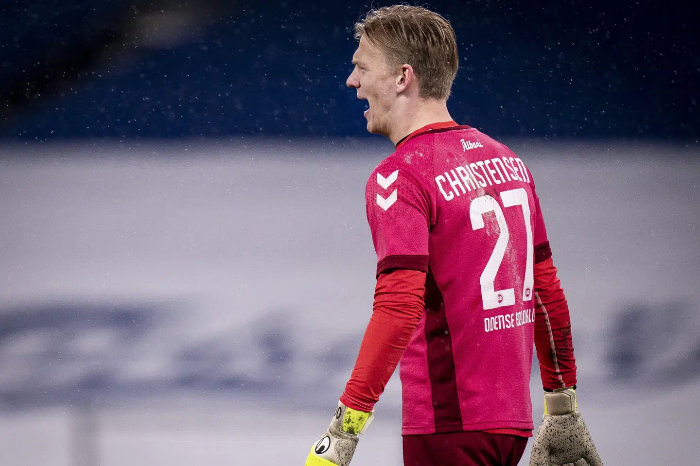 OB-keeper Oliver Christensen har udsigt til at gøre comeback i sæsonens sidste kamp i Superligaen hjemme mod AC Horsens. (Arkivfoto) Liselotte Sabroe/Ritzau Scanpix