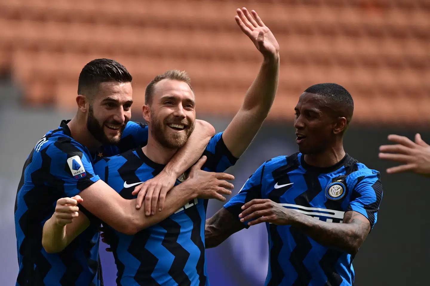 Christian Eriksen var på pletten med en kasse, da Inter bankede Udinese i sæsonens sidste kamp. Miguel Medina/Ritzau Scanpix