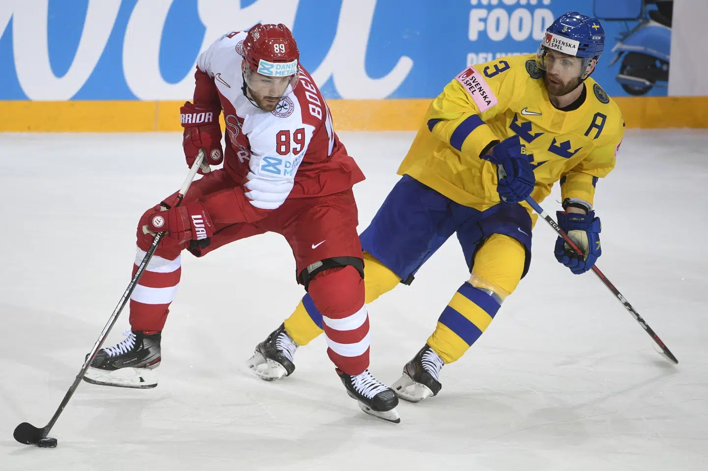 Mikkel Bødker var blandt Danmarks allerbedste spillere, da Sverige blev slået 4-3 ved VM. Oksana Dzadan/Ritzau Scanpix