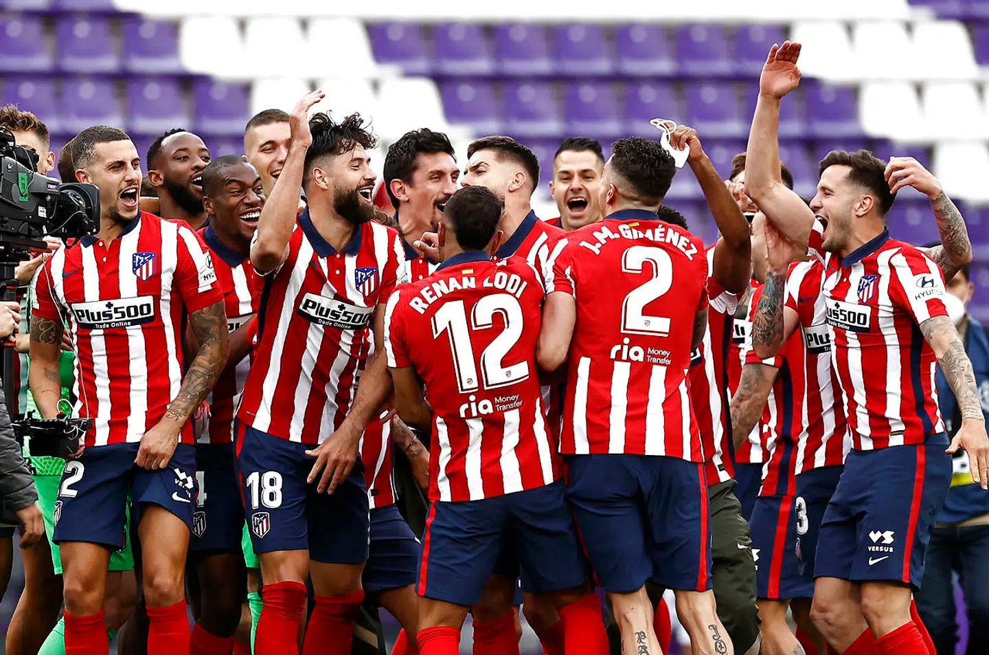 Atlético-spillerne fejrer mesterskabet.
