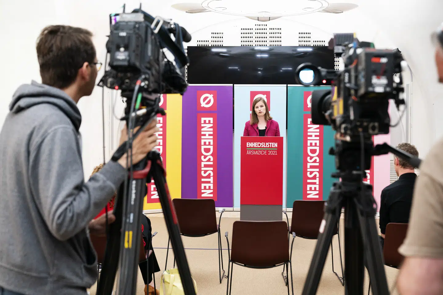 Mai Villadsen holder tale på sit første årsmøde som politisk ordfører for Enhedslisten. Claus Bech/Ritzau Scanpix