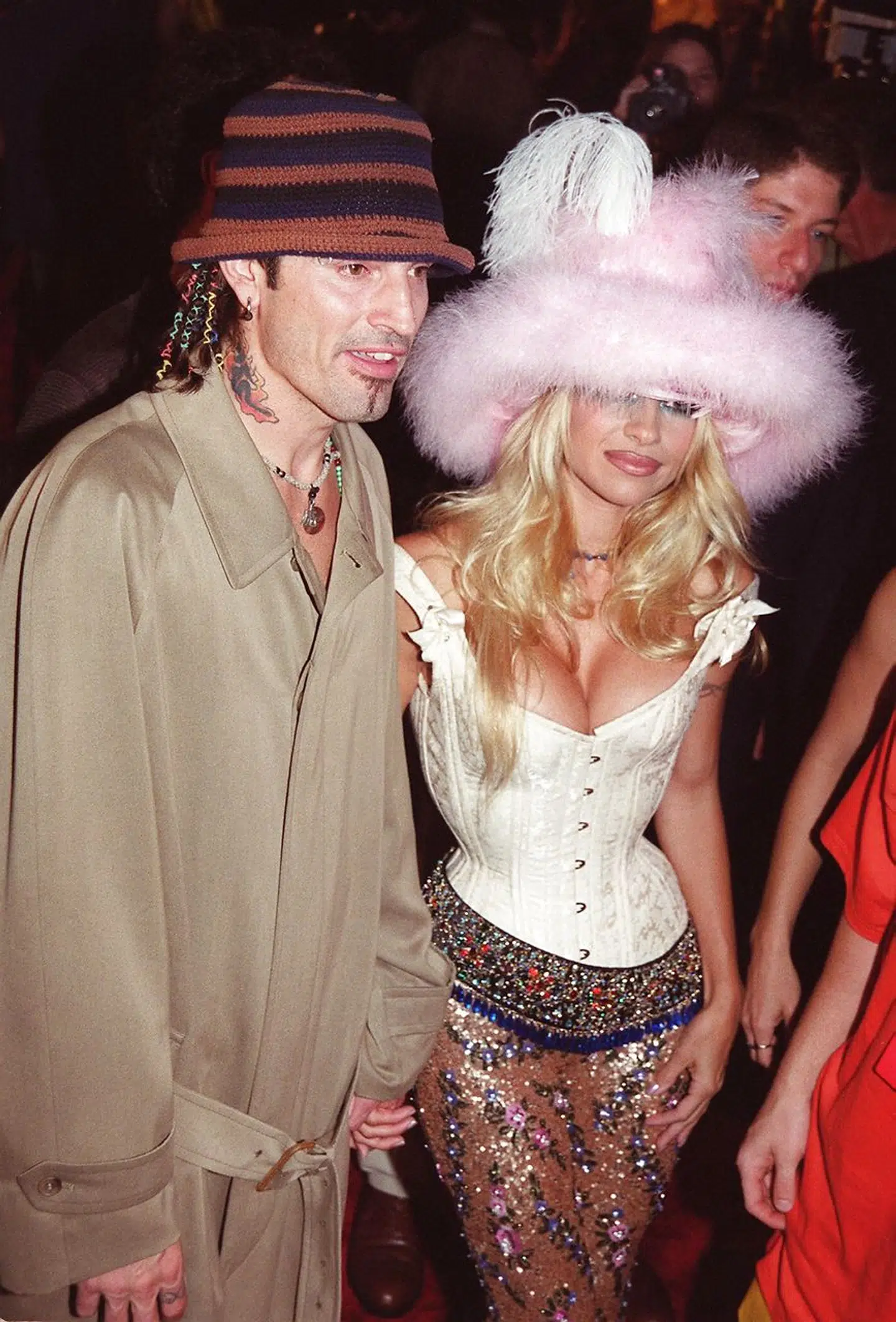 Rock musikkeren Tommy Lee og Pamela Anderson, mens de endu var sammen Foto Henny Ray ABRAMS HENNY RAY ABRAMS / AFP