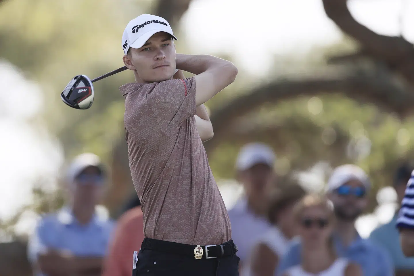 Rasmus Højgaard er efter de to første runder af PGA Championship i USA på en delt 39.-plads og dermed videre til majorturneringens finalerunder. Tannen Maury/Ritzau Scanpix