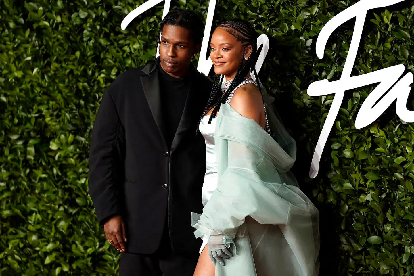 epa08040228 Barbadian singer Rihanna (R) and US rapper ASAP Rocky (L) arrive for The Fashion Awards at the Royal Albert Hall in Central London, Britain, 02 December 2019. The awards showcases individuals and businesses that have contributed to the British fashion industry. EPA/WILL OLIVER