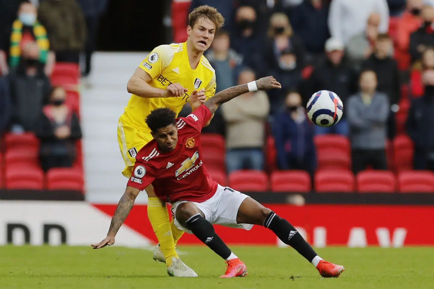 Joachim Andersen og Fulham er allerede rykket ud af Premier League, men tirsdag tog holdet point ude mod Manchester United. Phil Noble/Reuters