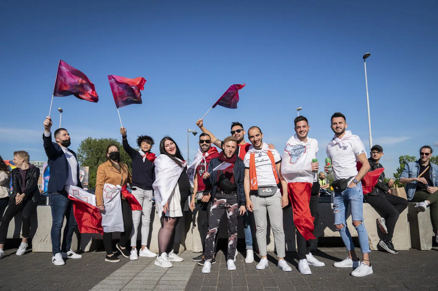 Malta er også repræsenteret. Her er en gruppe fans klar til semifinalen. Emil Helms/Ritzau Scanpix