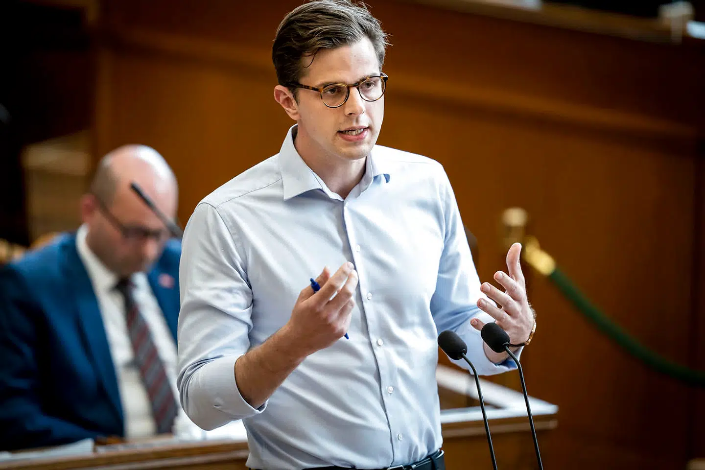 Alex Vanopslagh (LA) under statsministerens spørgetime og behandling af lovforslag i folketingssalen på Christiansborg i København, tirsdag den 11. maj 2021.. (Foto: Mads Claus Rasmussen/Ritzau Scanpix)