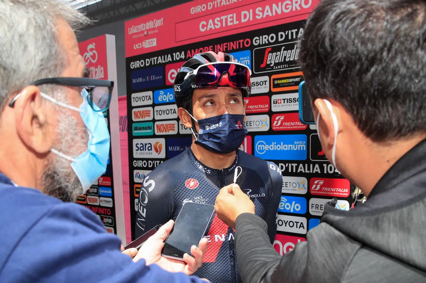 Egan Bernal vandt søndagens 9. etape og overtager førertrøjen i Giroen. Luca Bettini/Ritzau Scanpix