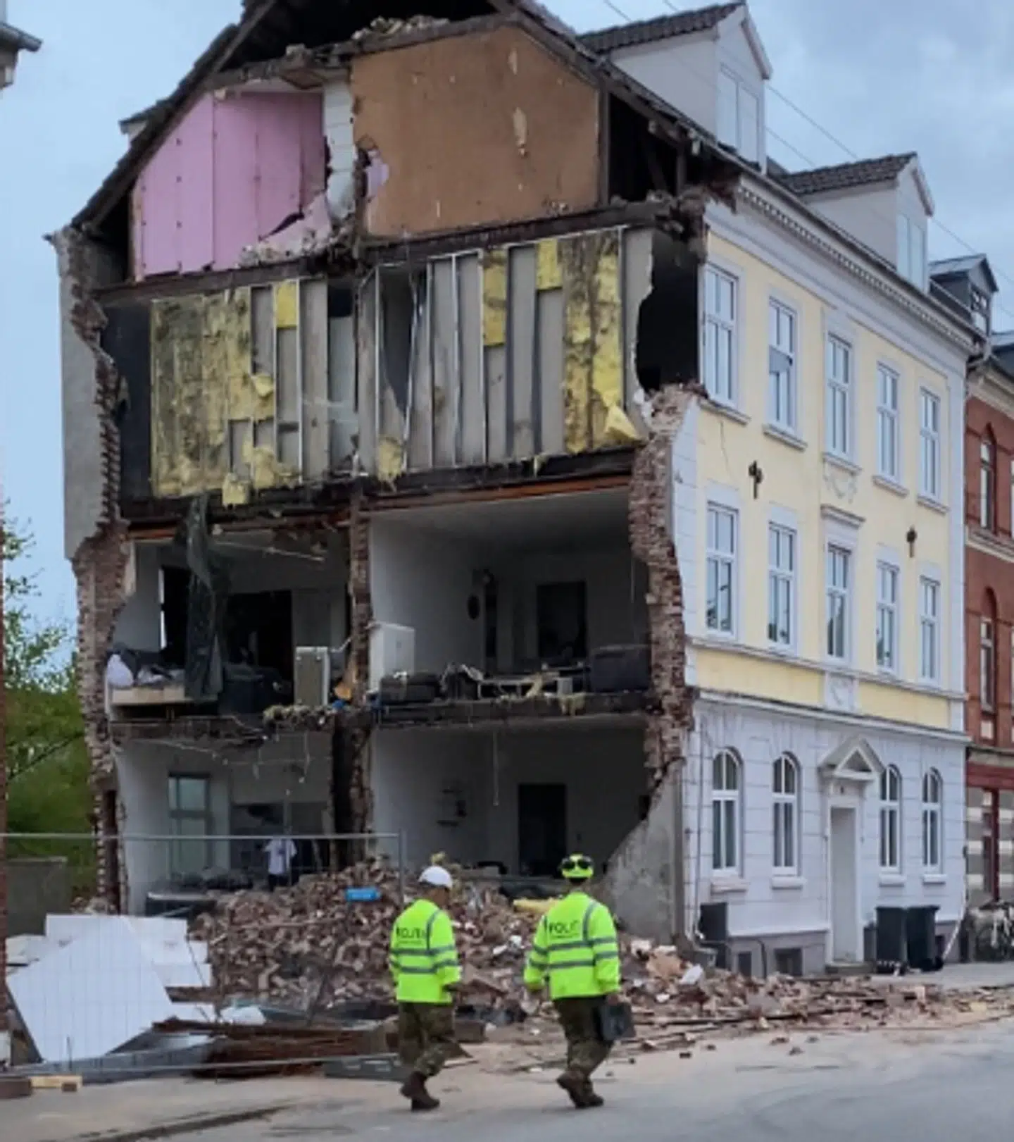 Sådan så gavlen ud efter nedstyrtningen. Foto: Privat