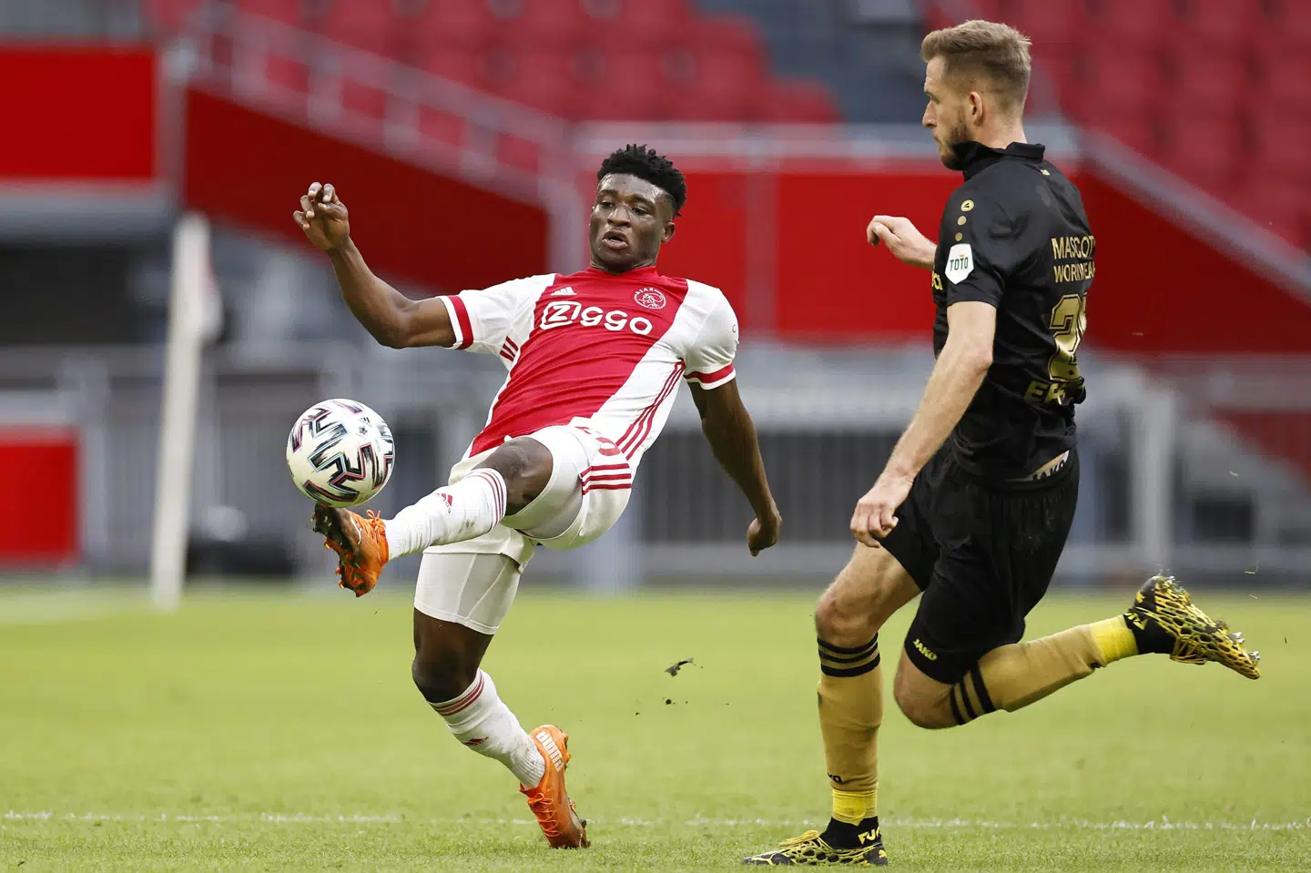 Den tidligere FC Nordsjælland-spiller Mohammed Kudus har været med til at sikre Ajax det hollandske fodboldmesterskab. Maurice Van Steen/Ritzau Scanpix