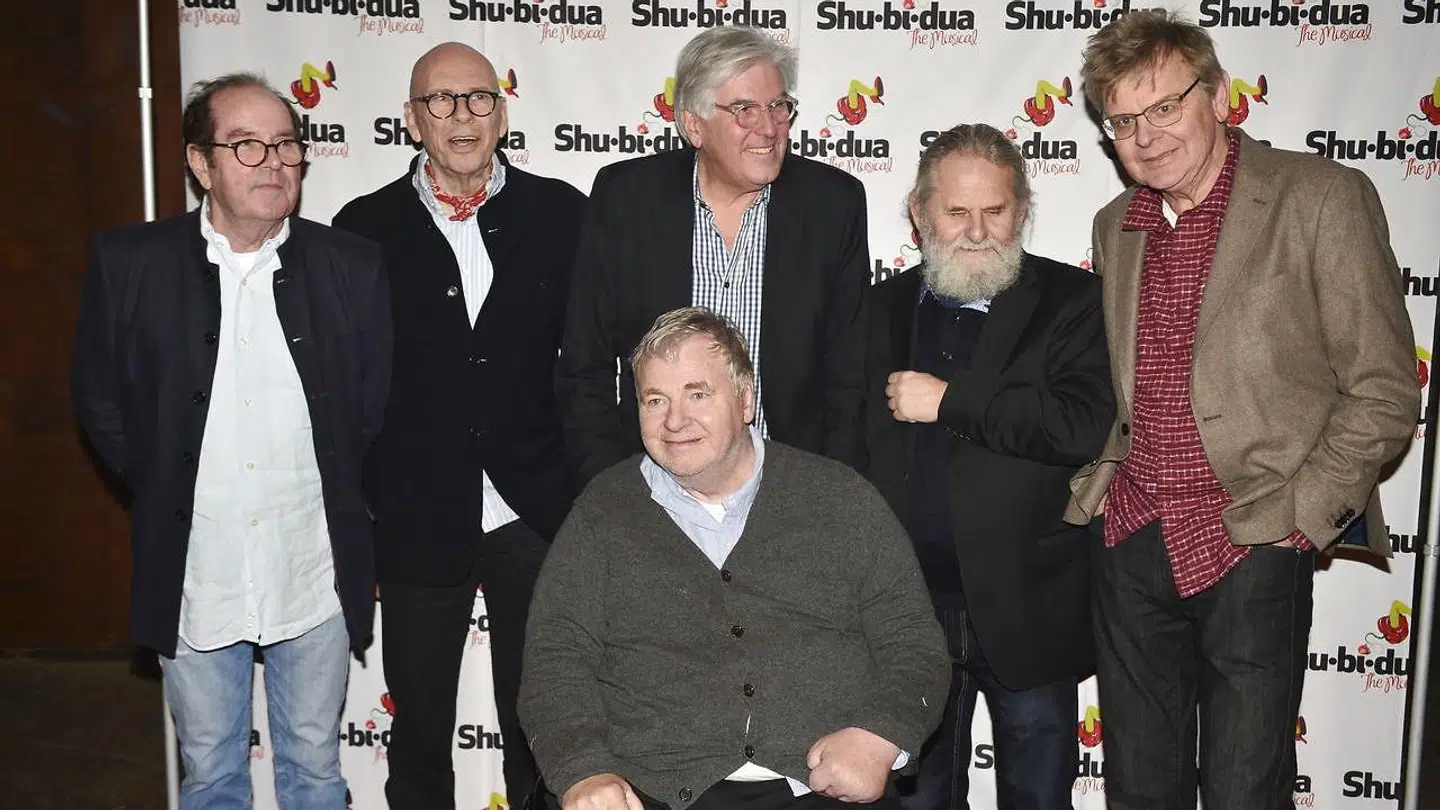 Shubidua-medlemmerne Claus Asmussen, Bosse Hall Christensen, Poul Meyendorff, Willy Pedersen og Jens Tage Nielsen. Forrest er det Michael Bundesen, der gik bort i 2020. (Foto: Simon Læssøe/Scanpix 2016)