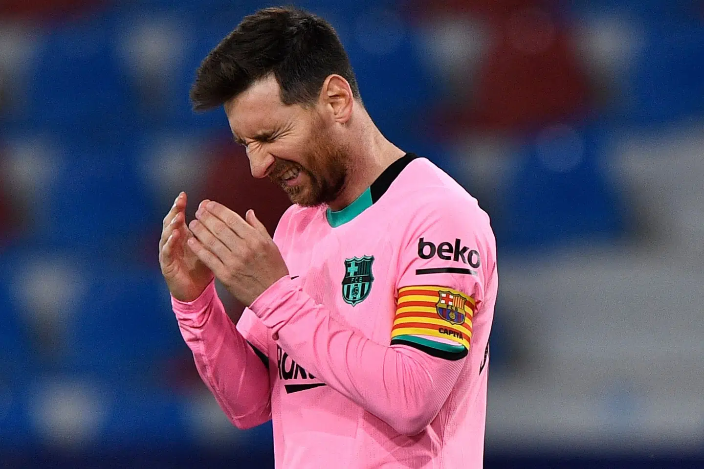 Lionel Messi scorede det første mål for FC Barcelona, der måtte nøjes med uafgjort mod Levante i La Liga. Pablo Morano/Reuters