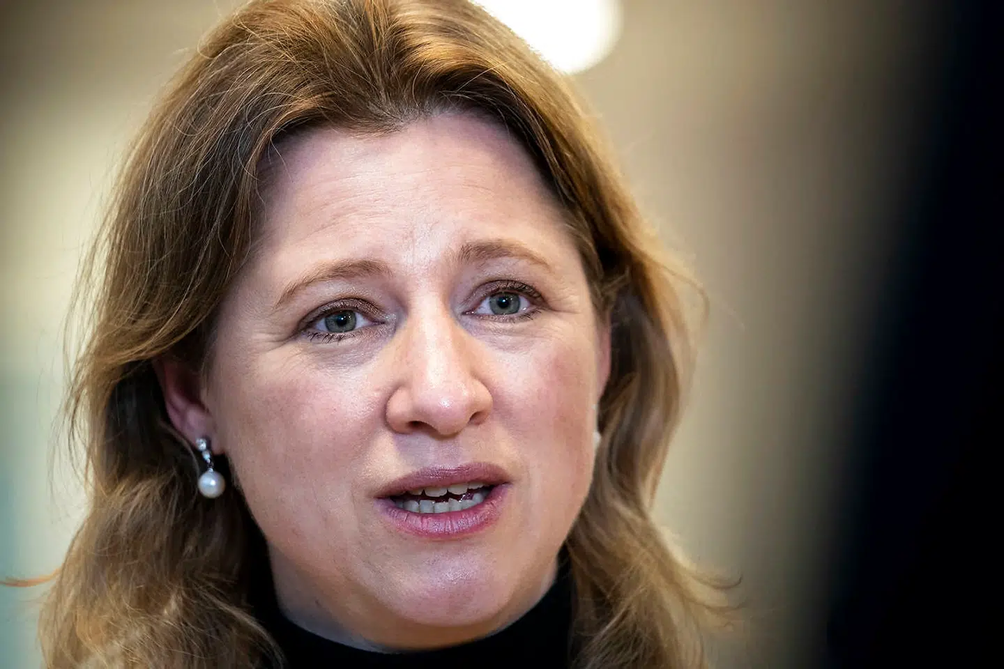 Her ses Sophie Hæstorp Andersen (S), der formand for Region Hovedstaden, under pressemødet om coronakrisen på Rigshospitalet tirsdag den 22. december 2020. (Foto: Ida Marie Odgaard/Ritzau Scanpix)