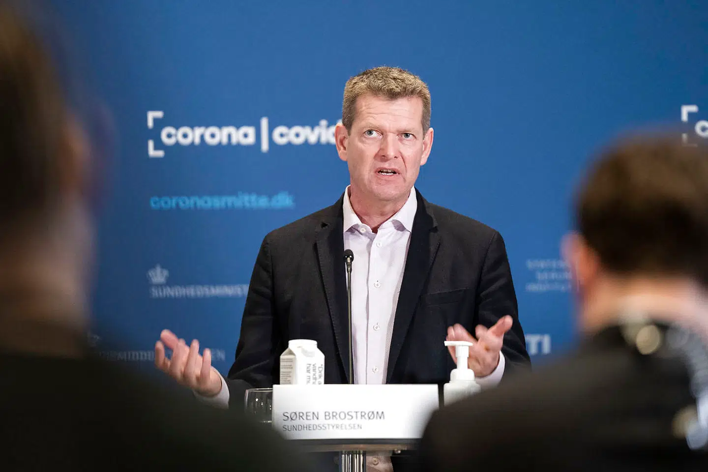 Direktør i Sundhedsstyrelsen, Søren Brostrøm under pressemødet Eigtveds Pakhus i København den 10. maj 2021. Sundhedsministeriet giver status på covid-19-situationen sammen med Statens Serum Institut, Sundhedsstyrelsen og Styrelsen for Patientsikkerhed