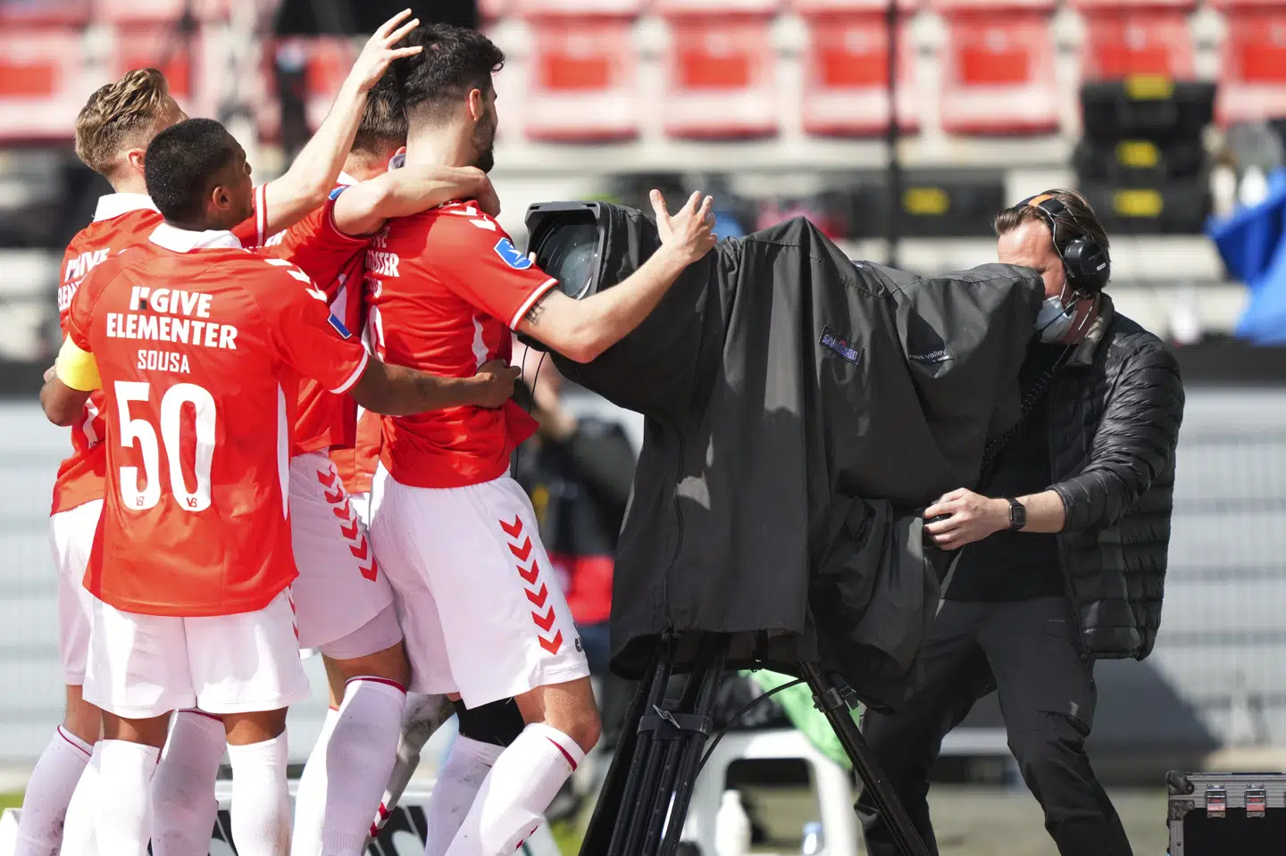 Vejle-spillerne kunne fire gange juble over en scoring mod Sønderjyske. Claus Fisker/Ritzau Scanpix