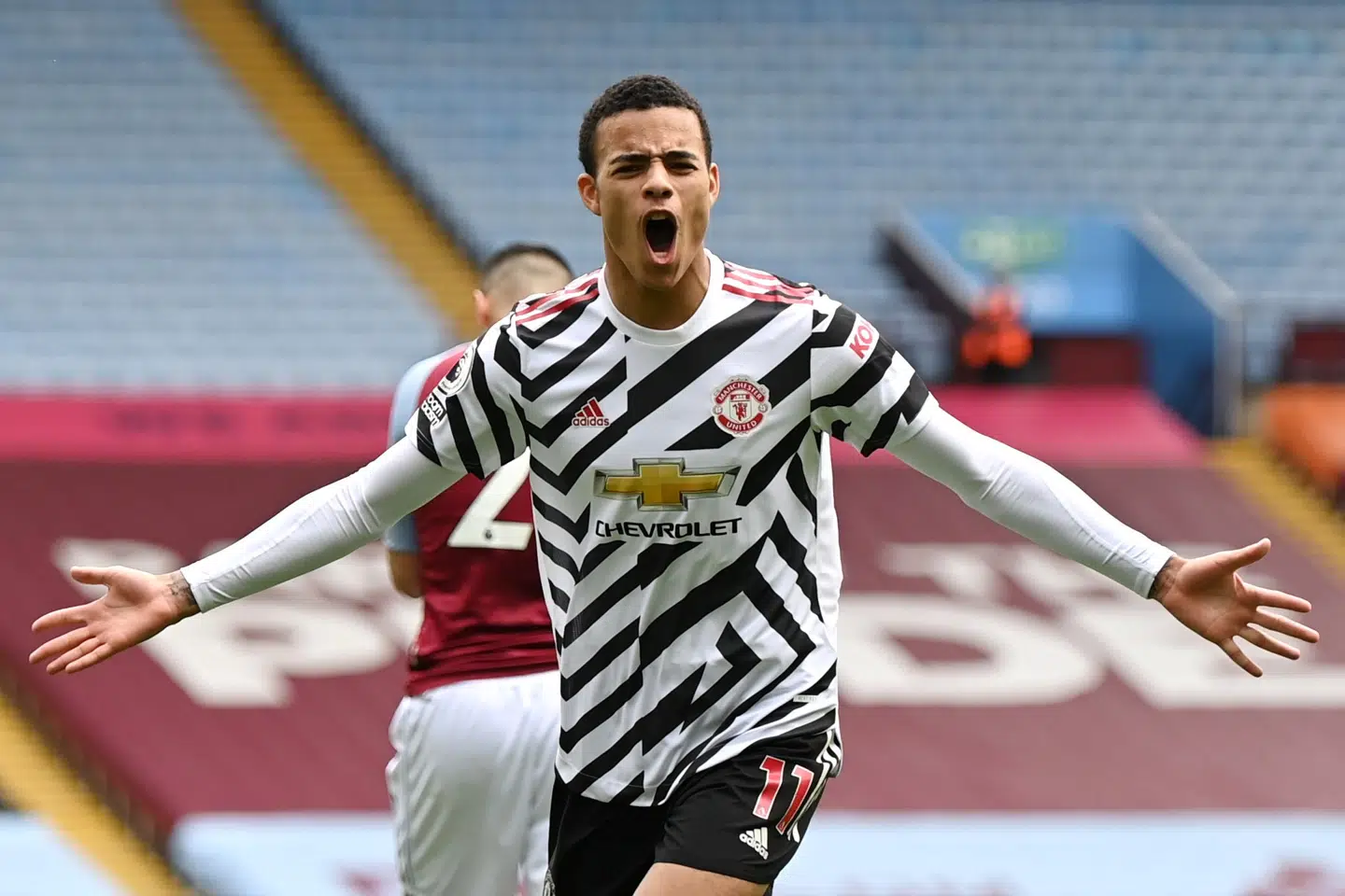 Mason Greenwood scorede til 2-1 mod Aston Villa. Shaun Botterill/Reuters