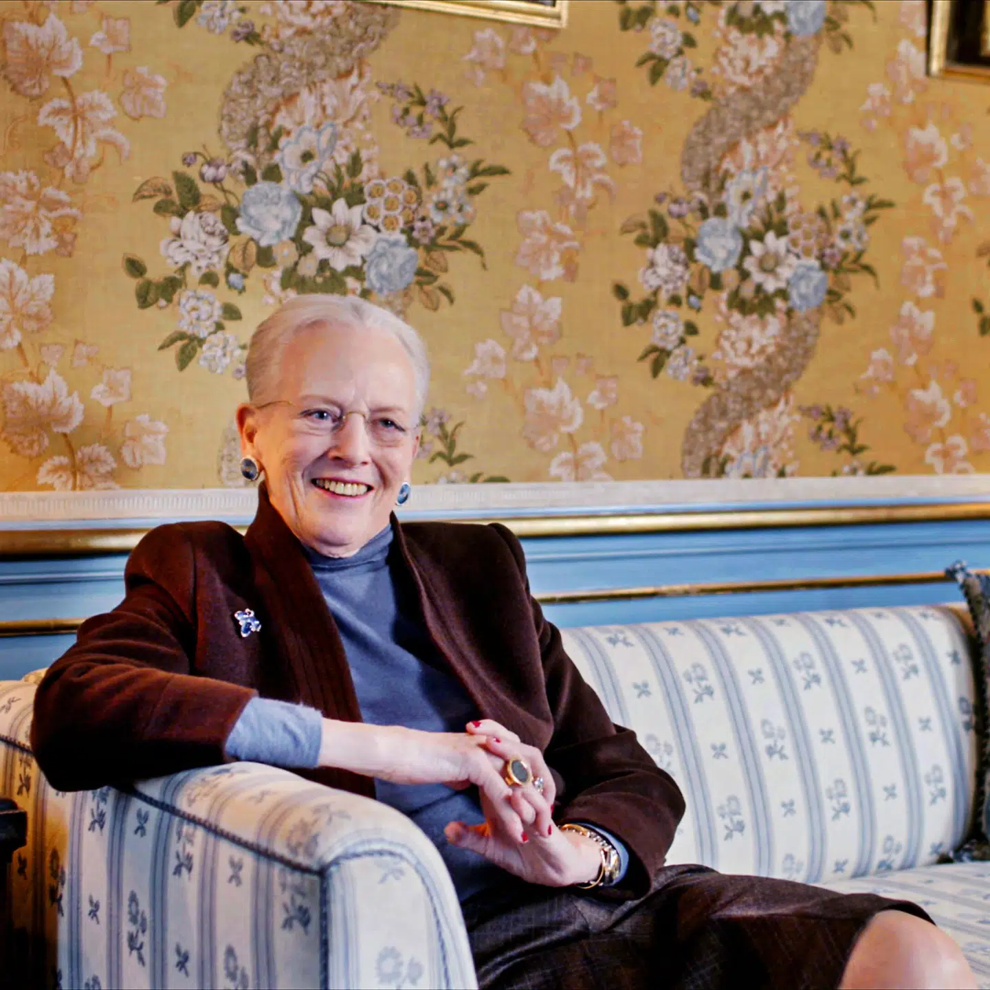 Dronning Margrethe i det blå værelse på Fredensborg Slot.