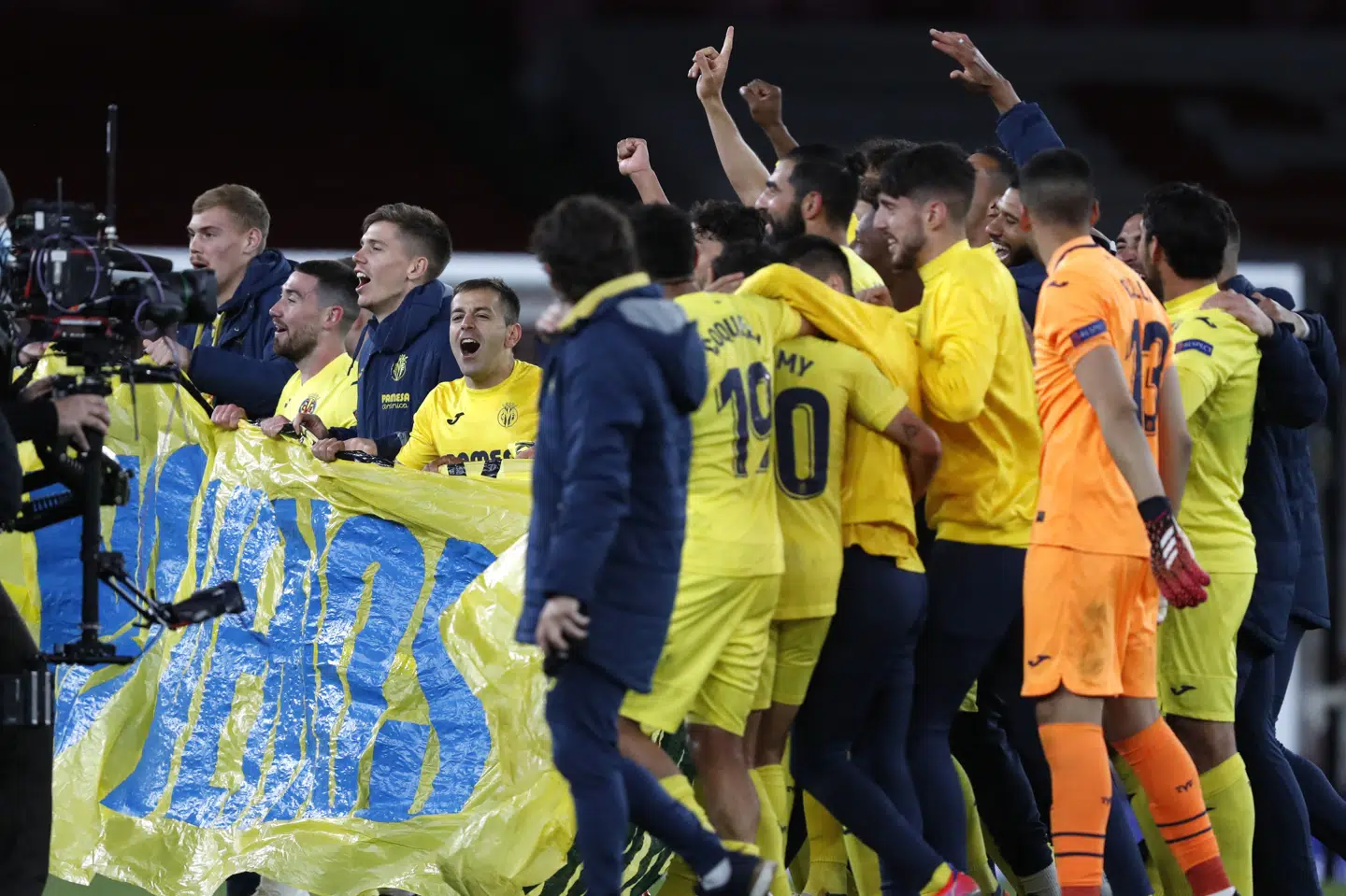 Villarreal fejrede finalepladsen i Europa League på behørig vis. Alastair Grant/Ritzau Scanpix