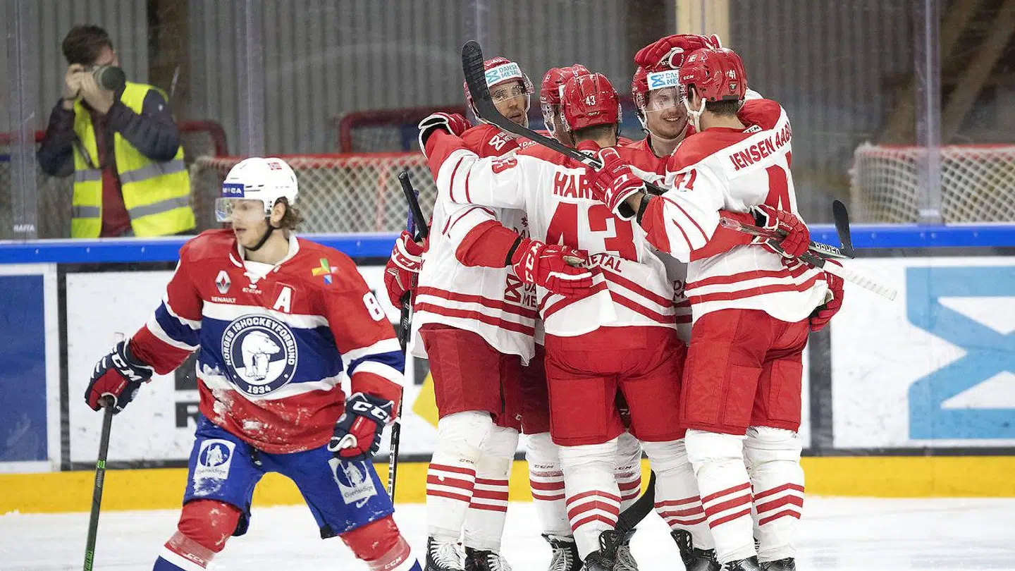 Ishockeylandskampen mellem Danmark og Norge, i Rungsted torsdag den 6. maj 2021.. (Foto: Thomas Sjørup/Ritzau Scanpix)