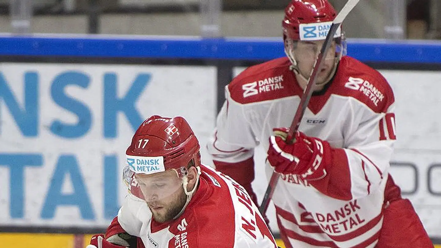 Danmarks Nicklas Jensen Ishockeylandskampen mellem Danmark og Norge, i Rungsted torsdag den 6. maj 2021.. (Foto: Thomas Sjørup/Ritzau Scanpix)
