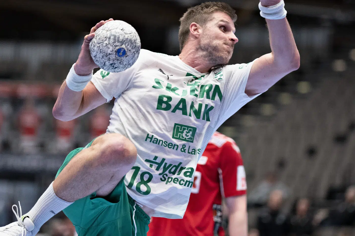 Bjarte Myrhol blev Skjern-topscorer med seks mål i det uafgjorte opgør mod Aalborg Håndbold. Henning Bagger/Ritzau Scanpix