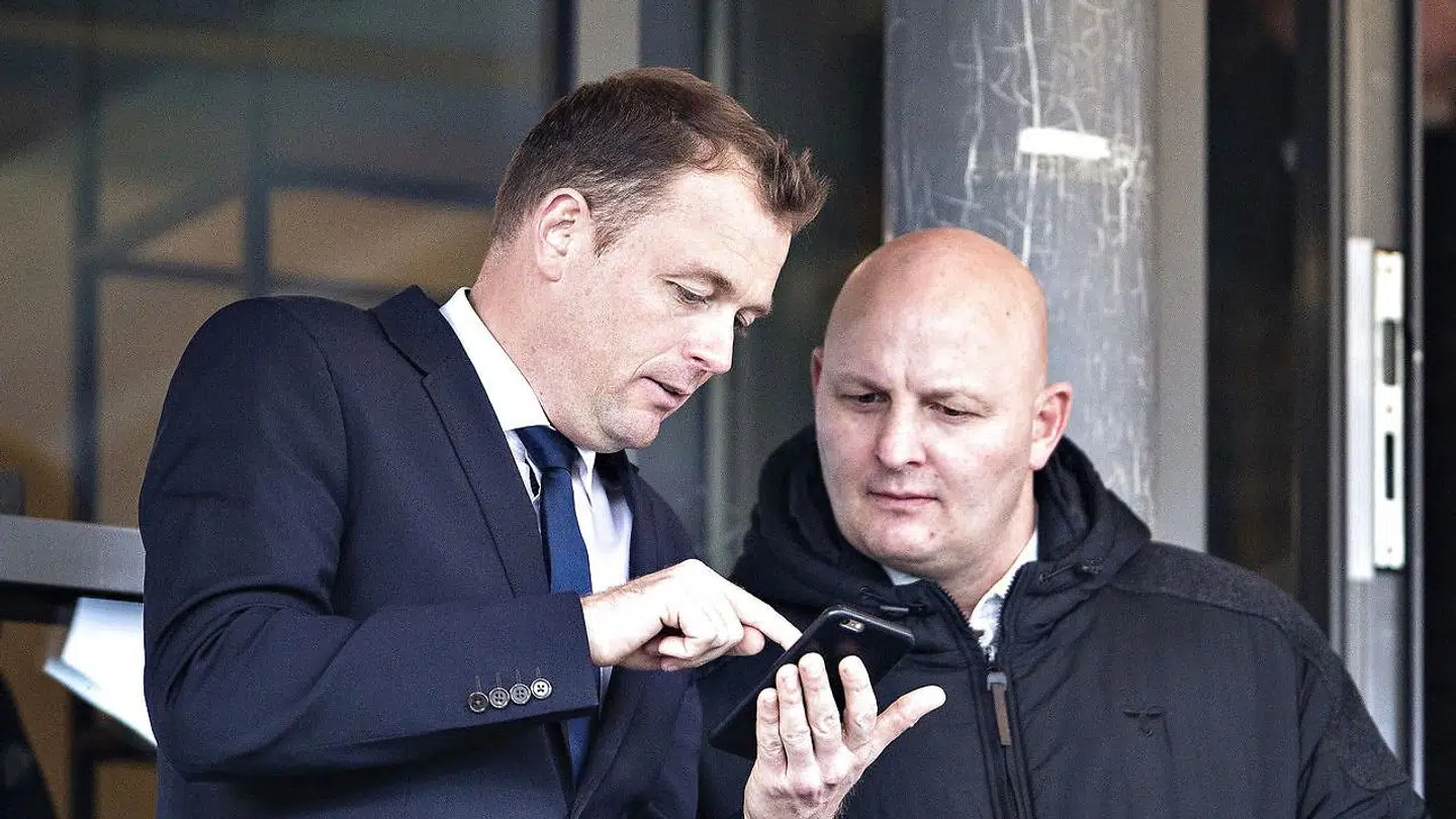 AGF's direktør, Jacob Nielsen (tv.) og klubben tidligere sportschef, Peter Christiansen (th.).
