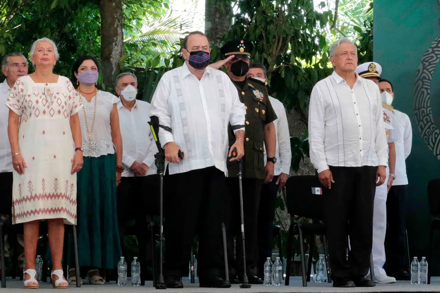 Mexicos præsident gav undskyldningen i fællesskab med blandt andre Guatemalas præsident. -/Ritzau Scanpix