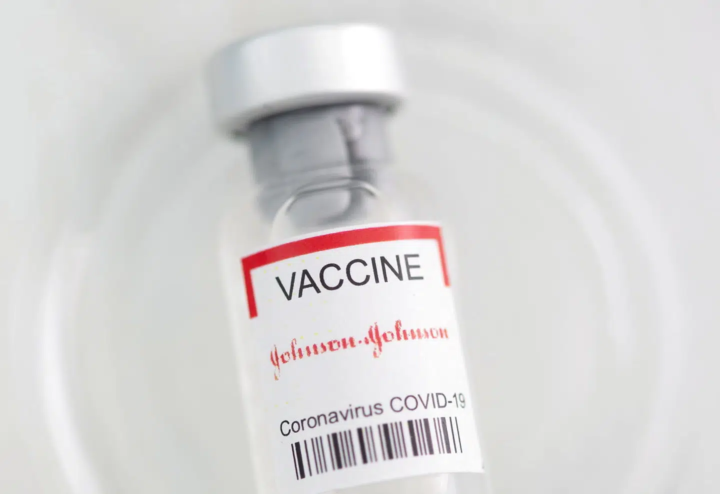A vial labelled "Johnson&Johnson coronavirus disease (COVID-19) vaccine" is seen in this illustration picture taken May 2, 2021. REUTERS/Dado Ruvic/Illustration