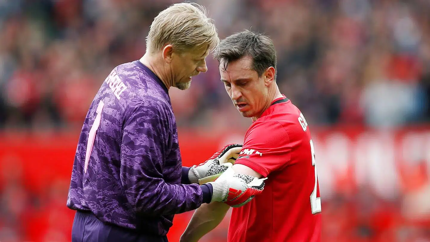 Gary Neville og Peter Schmeichel sammen.