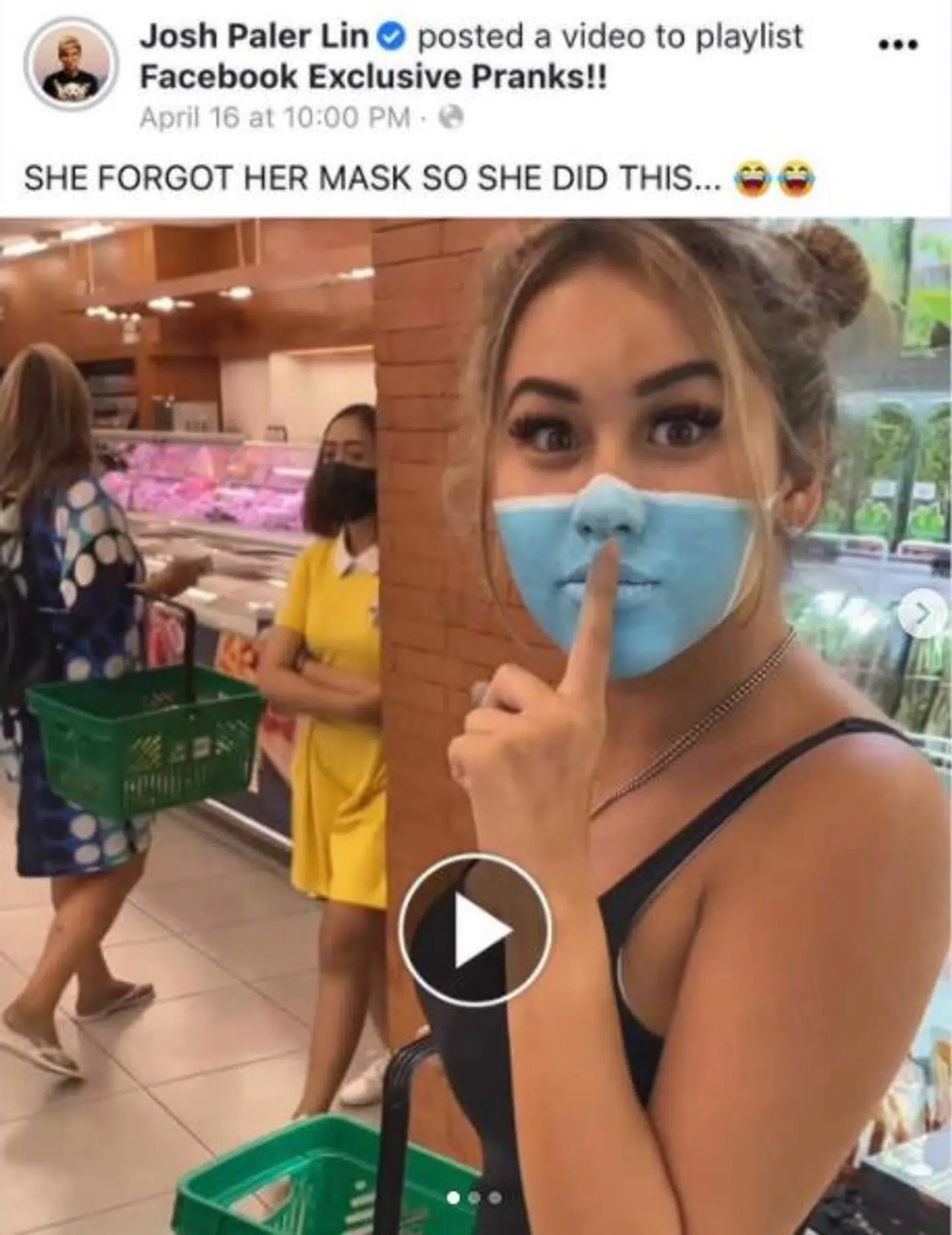 Sådan blev videoen eksempelvis præsenteret på Josh Paler Lins sociale medier, her Facebook.