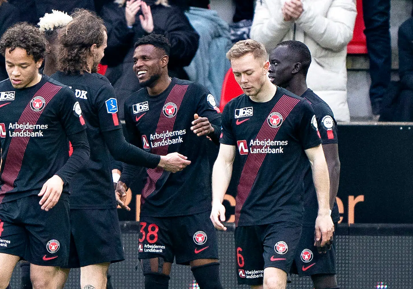 FC Midtjyllands Frank Onyeka har scoret til 3-0 i 3F Superliga kampen FC Midtjylland mod FC Nordsjælland på MCH Arena i Herning, søndag 2. maj 2021.. (Foto: Henning Bagger/Ritzau Scanpix)