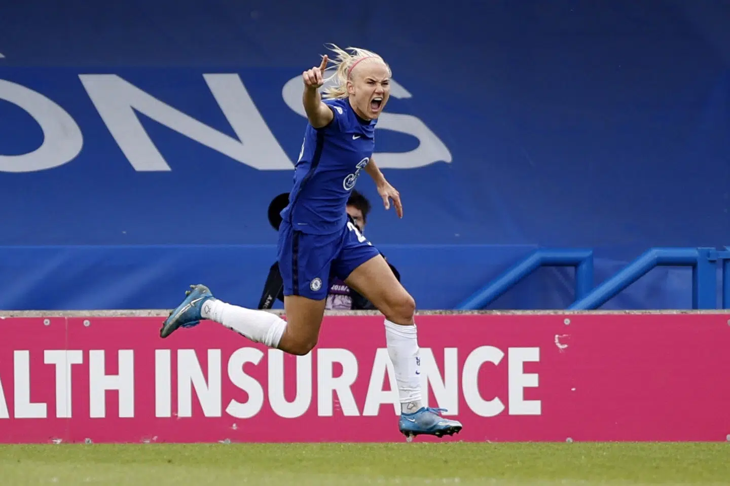 Pernille Harder var på pletten med et meget afgørende mål, da Chelsea spillede sig i Champions League-finalen. John Sibley/Ritzau Scanpix
