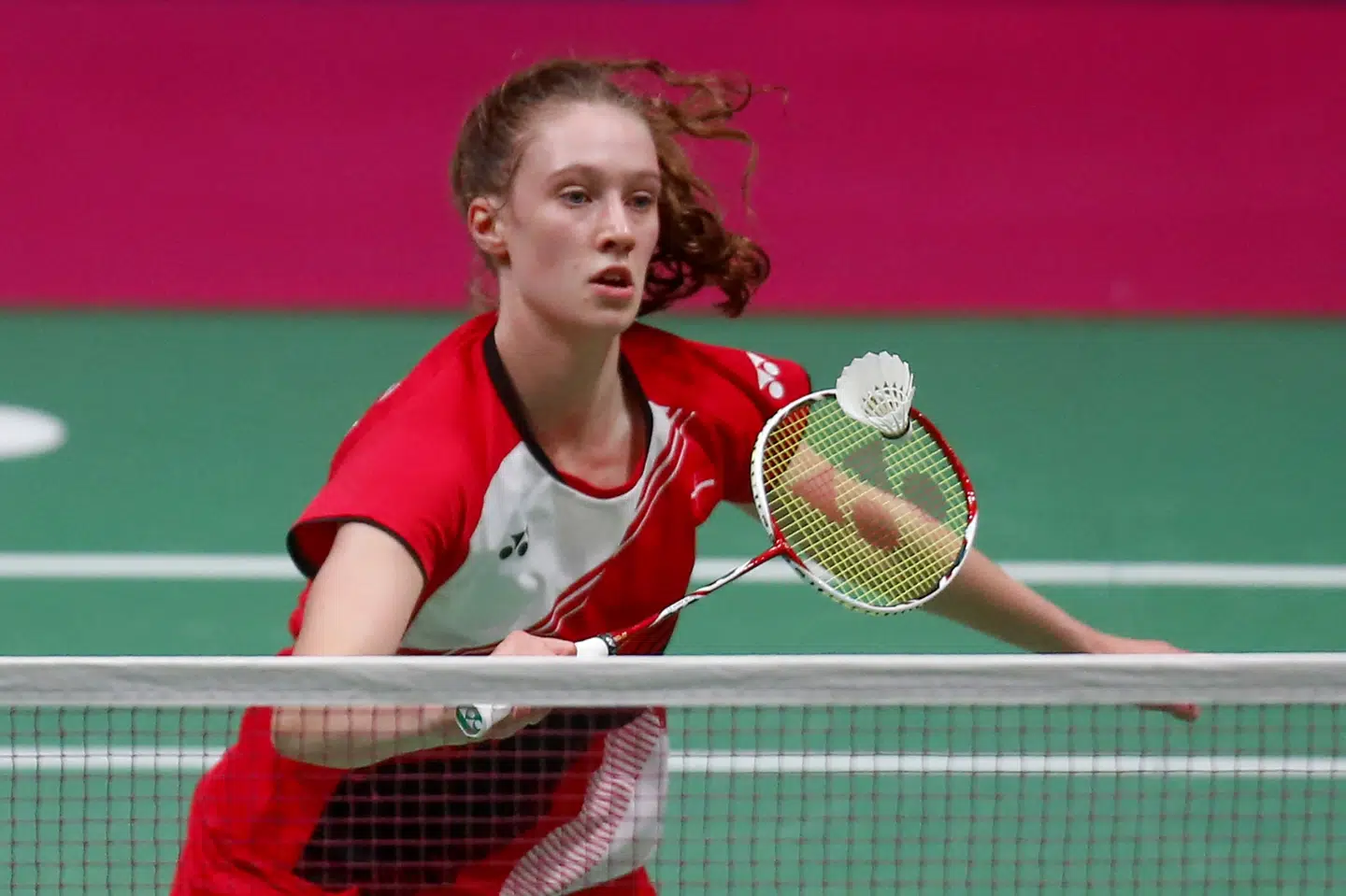 Line Christophersen tabte EM-finalen til Carolina Marin. Efrem Lukatsky/Ritzau Scanpix