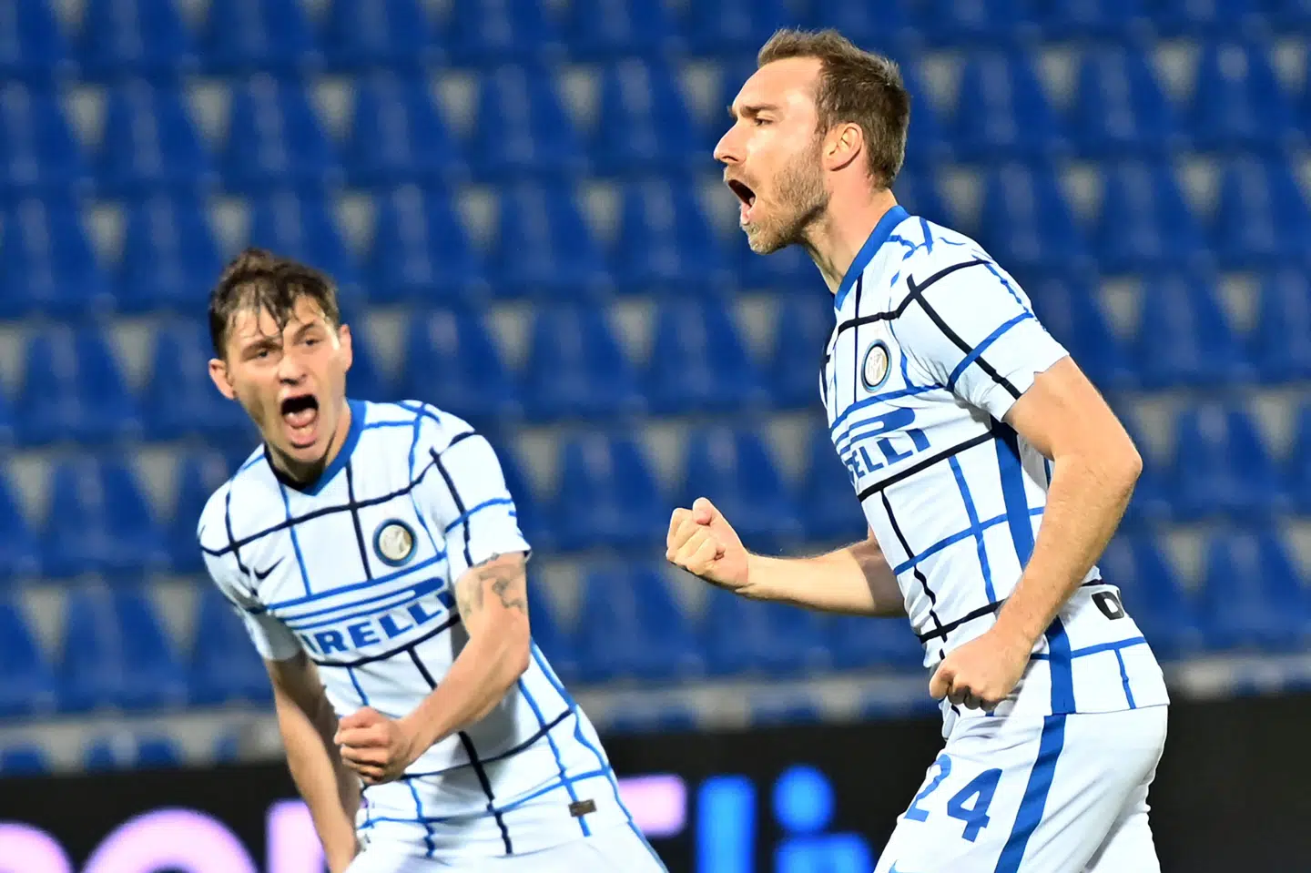 Christian Eriksen var netop blevet skiftet ind, da han bragte Inter foran mod Crotone. Giovanni Isolino/Ritzau Scanpix