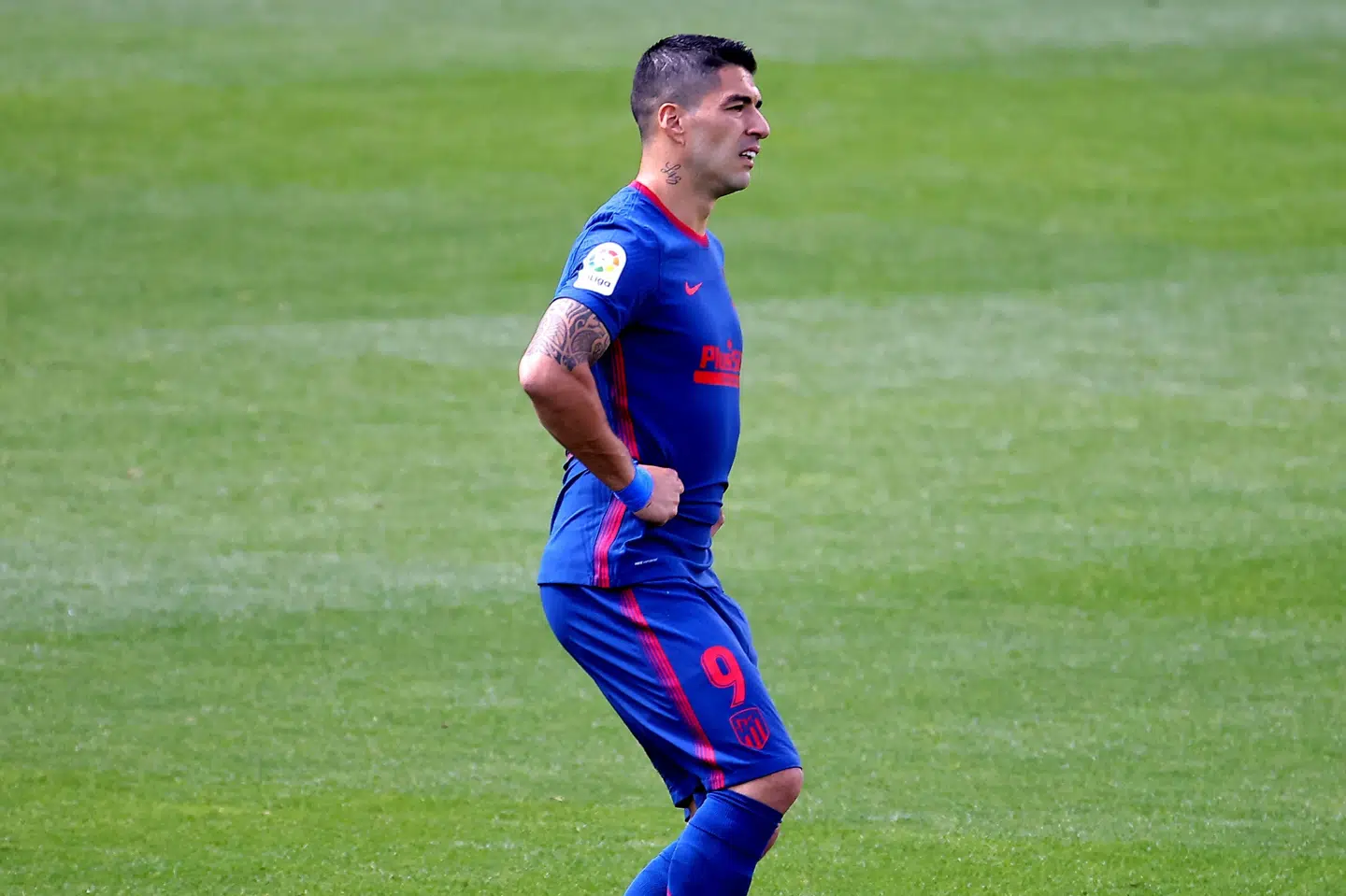 Luis Suarez var træt af VAR-systemet lørdag i Elche, men kunne trods alt glæde sig over en vigtig 1-0-sejr. Jose Jordan/Ritzau Scanpix