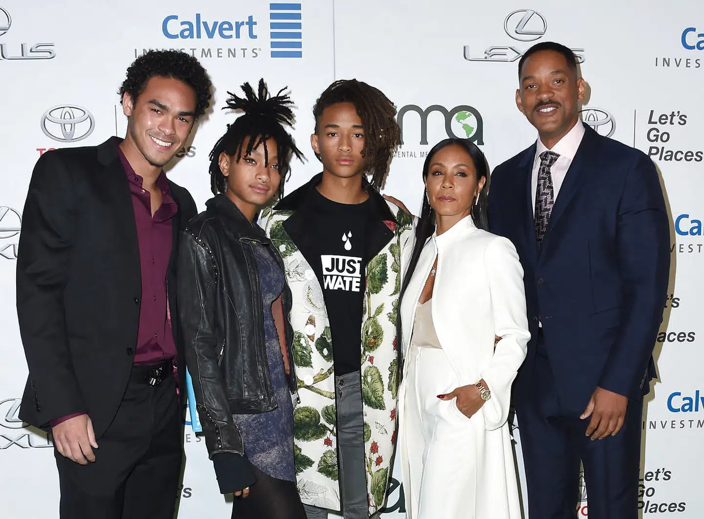 Familien Smith. Fra venstre mod højre ses Trey Smith (Will Smiths søn fra hans tidligere ægteskab), Willow Smith, Jaden Smith, Jada Pinkett Smith og Will Smith. AFP PHOTO / CHRIS DELMAS