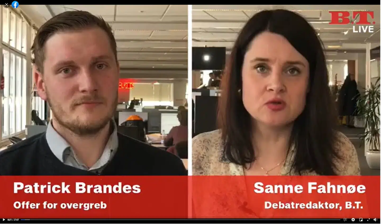 Patrcik gæstede B.T.s Facebook live, hvor han fortalte den traumatiserende oplevelse.