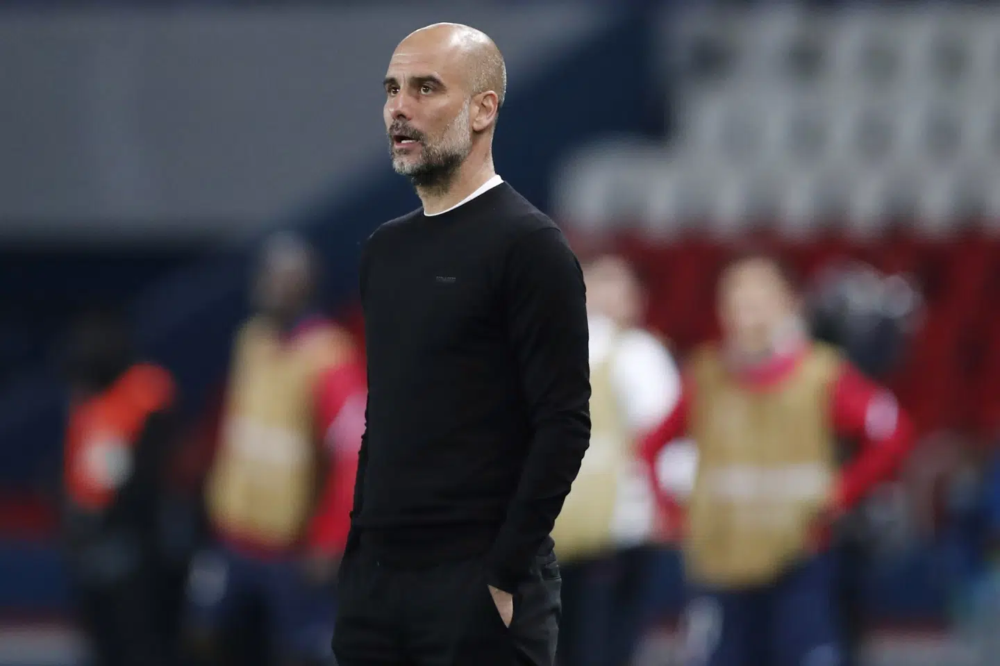Pep Guardiola kan glæde sig over, at Manchester City nu står med det ene ben i Champions League-finalen. Benoit Tessier/Reuters