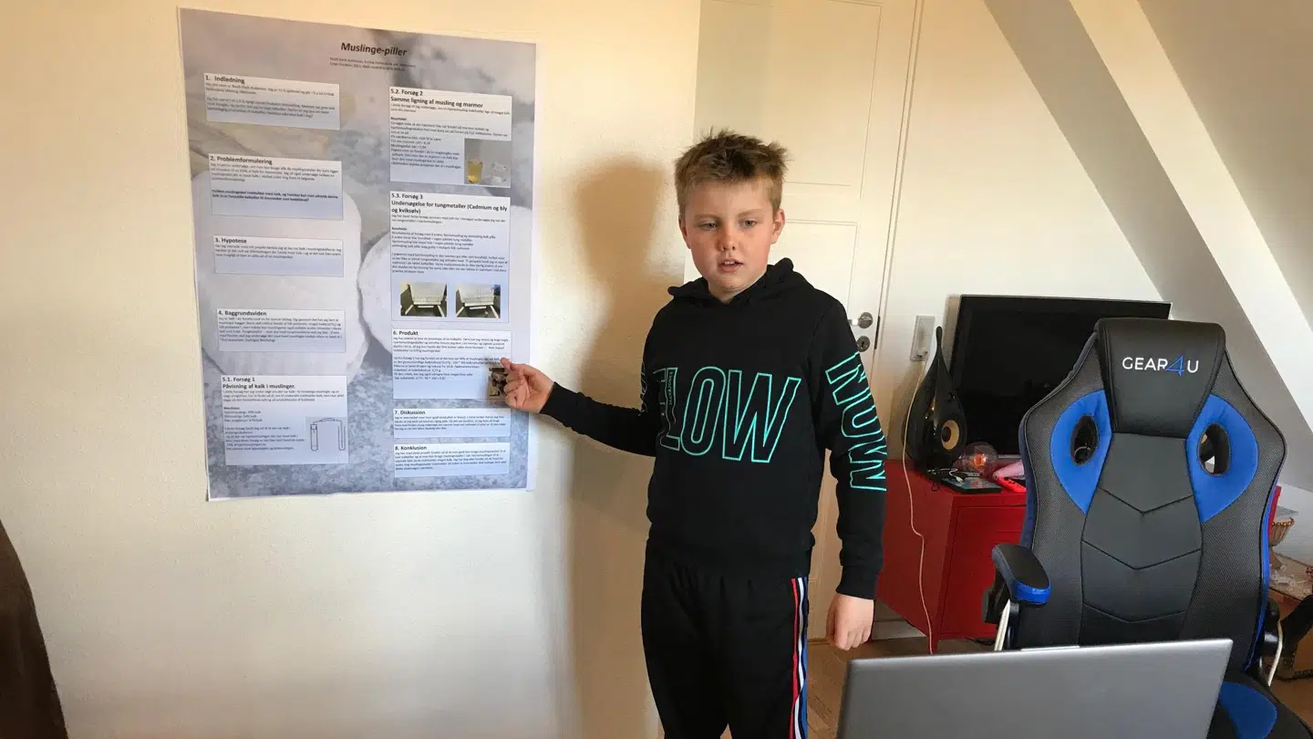 Noah fremlagde i den forgangne weekend sit projekt for en jury, der skal afgøre, om han skal vinde talentkonkurrencen. Foto: Privat.