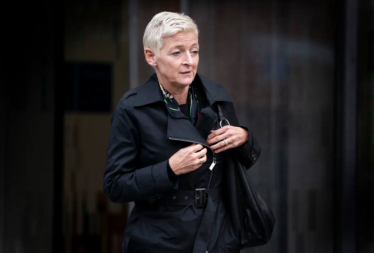 Afdelingschef i Udlændinge- og Integrationsministeriet Line Skytte Mørk Hansen forlader Instrukskommissionen, som fortsætter afhøringer i Retten på Frederiksberg 30. september 2020. (Foto: Liselotte Sabroe/Ritzau Scanpix)