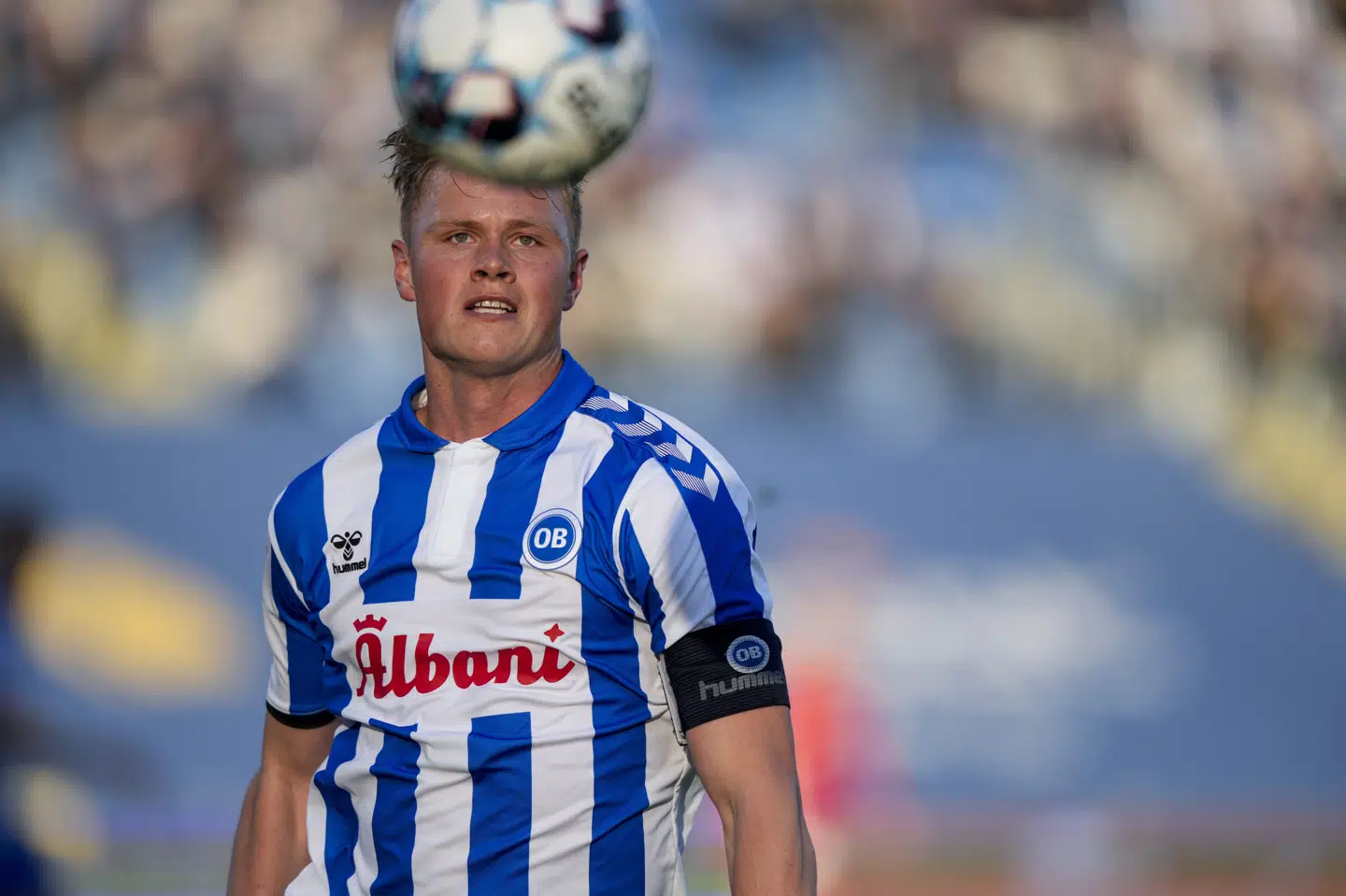 OB-anfører Jeppe Tverskov tager kampen om at undgå nedrykning meget alvorligt trods sejren over Lyngby. Frank Cilius/Ritzau Scanpix