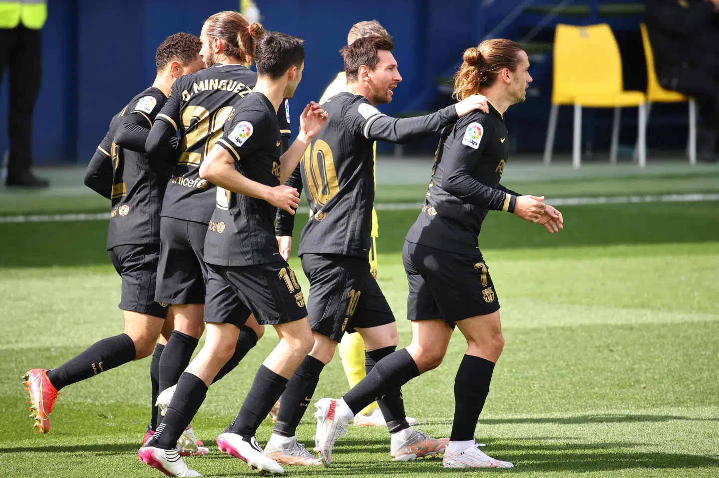 Antoine Griezmann (til højre) leverede målene i Barcelonas sejr. Jose Jordan/Ritzau Scanpix