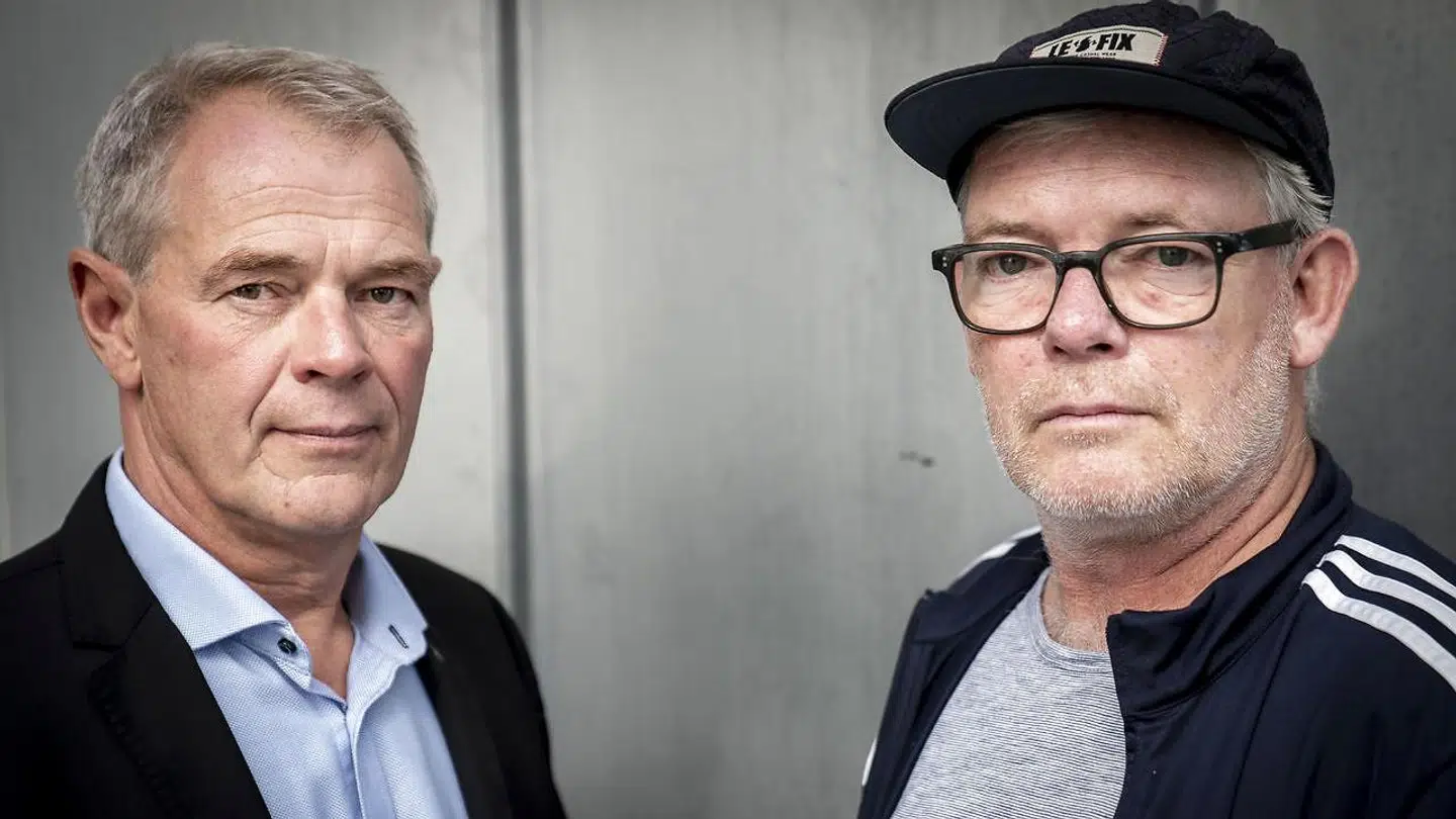 Virkelighedens Jens Møller og Søren Malling, der spiller karakteren Jens Møller i 'Efterforskningen'.