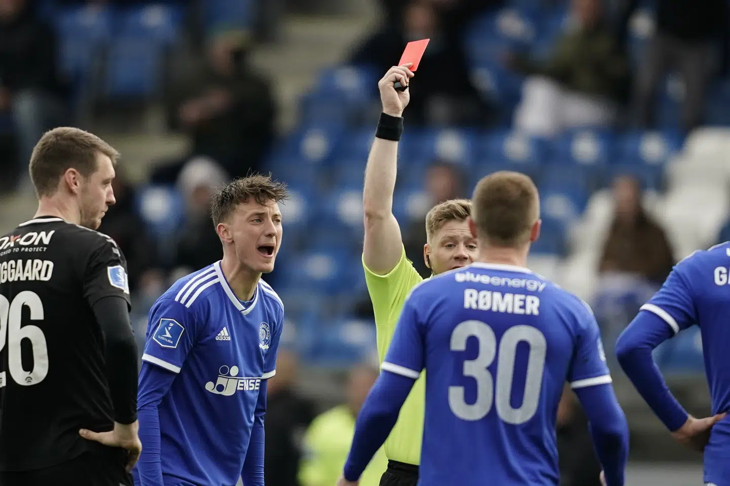 Et rødt kort til Lyngbys Marcel Rømer fik stor indflydelse på kampen mod Sønderjyske. Mads Claus Rasmussen/Ritzau Scanpix